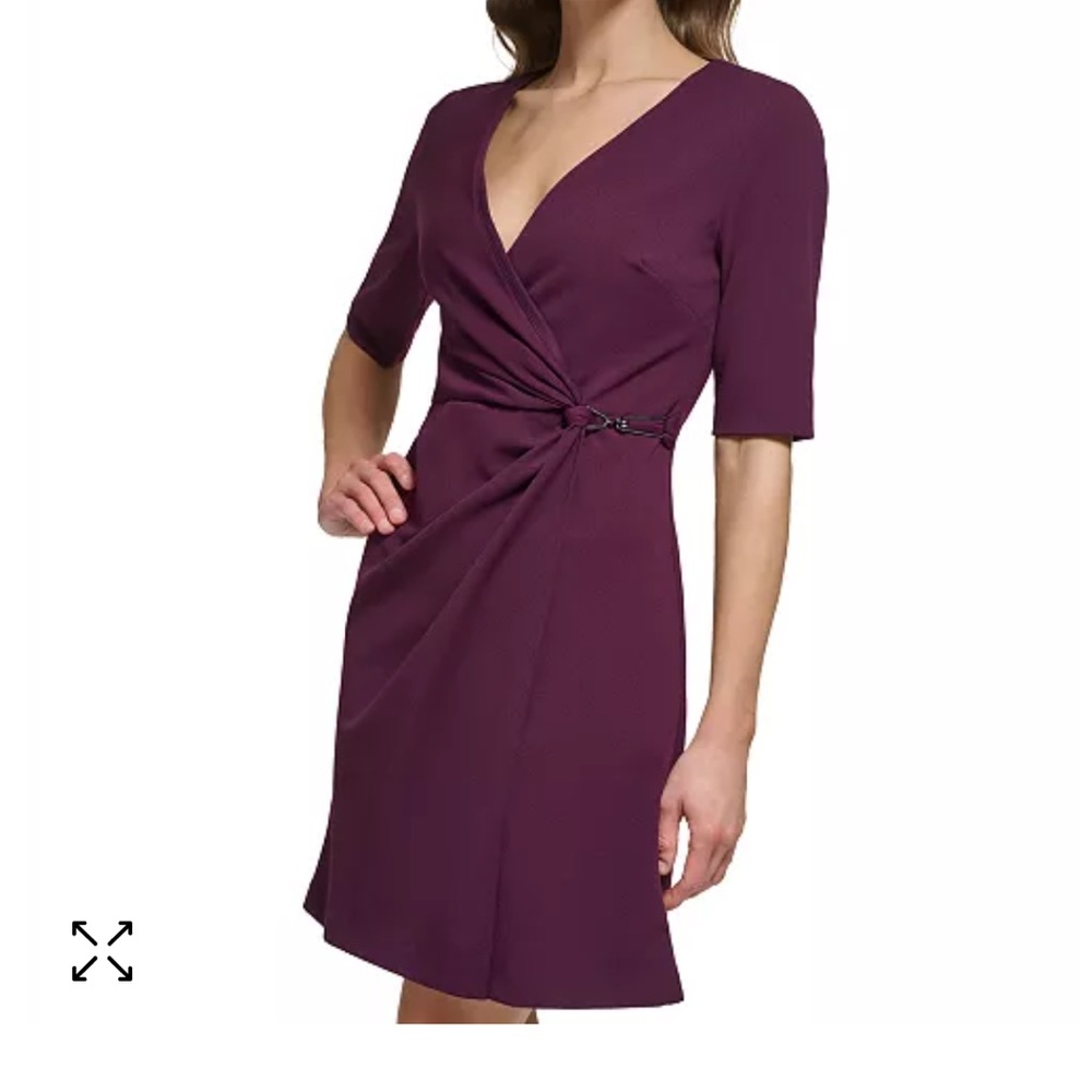 DKNY Side-Knot V-Neck Sheath Dress